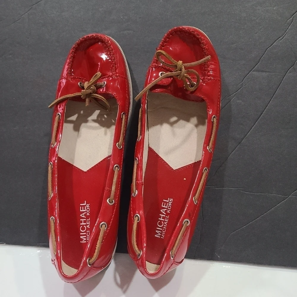 Michael Kors Red Women's Boat Shoes Sz.9M Shiny
